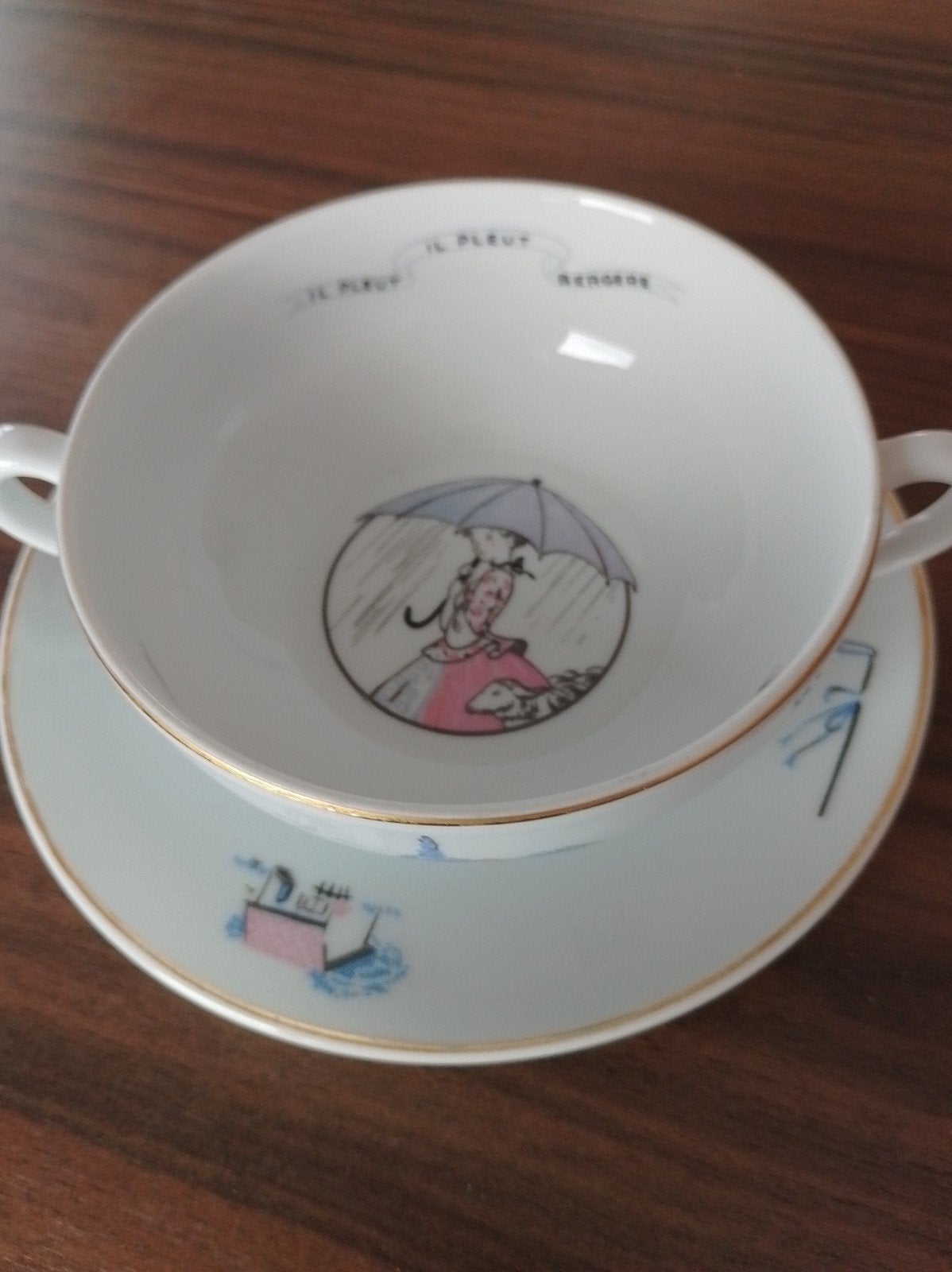 Brocante ontbijtset Porcelaine Baudour, bergere, Ophalen of Verzenden