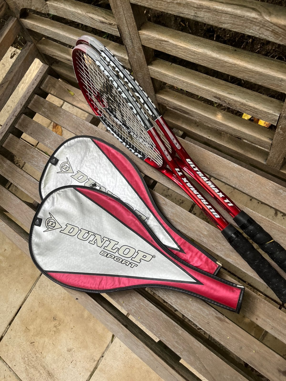 Dunlop Ultra Max TI squashrackets + originele hoezen, Sport en Fitness, Squash, Ophalen, Gebruikt, Racket, Met hoes
