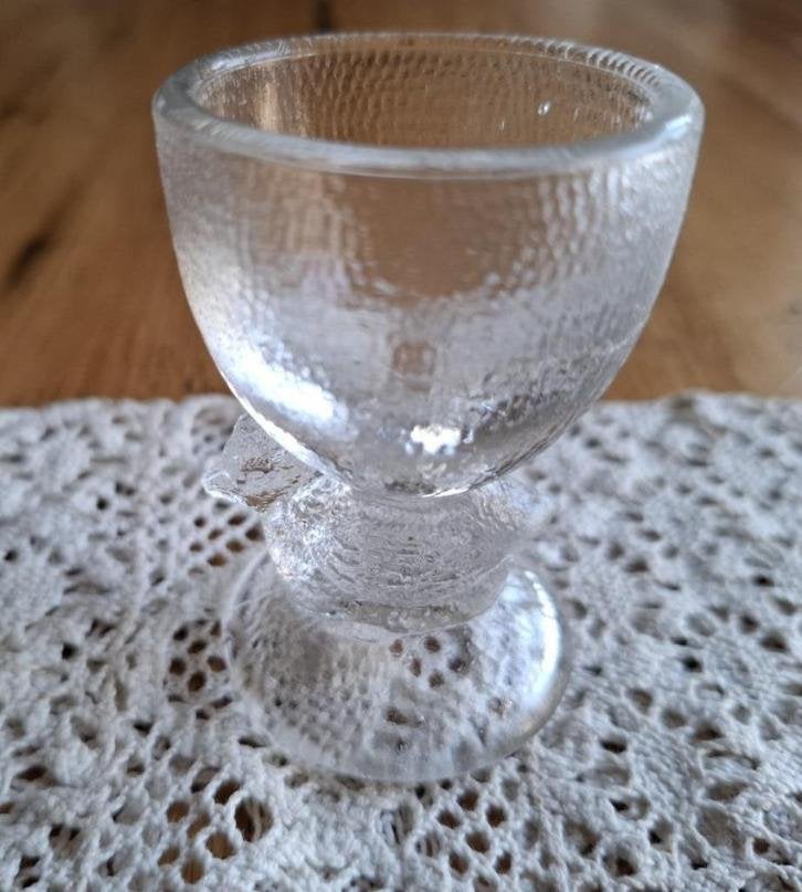 Vintage Frans glazen eierdopje, kip, kuikentje, -, Comme neuf, Verre, Autres types