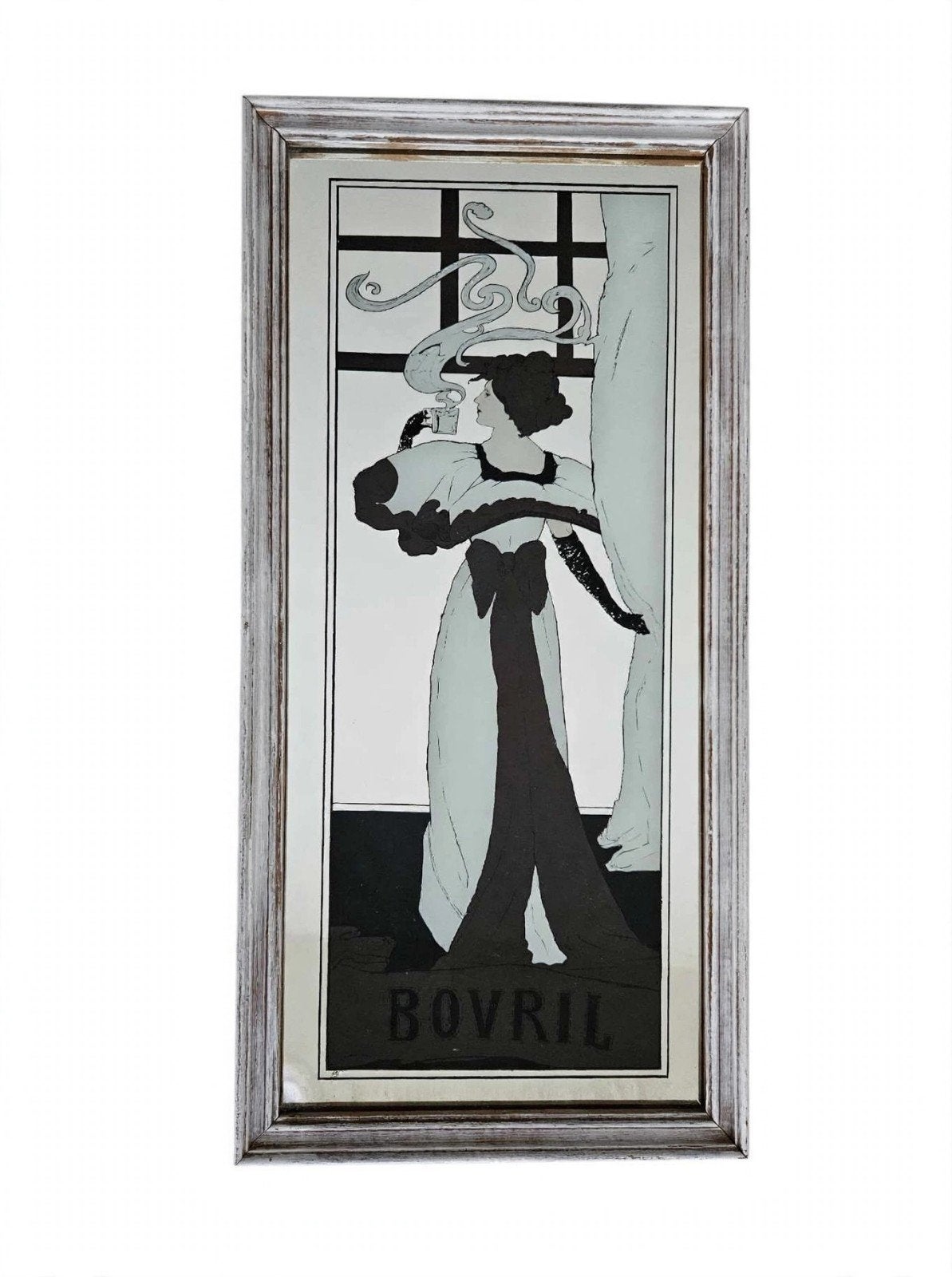 Vintage BOVRIL reclamespiegel - Art Nouveau dame, Antiek en Kunst, Ophalen of Verzenden