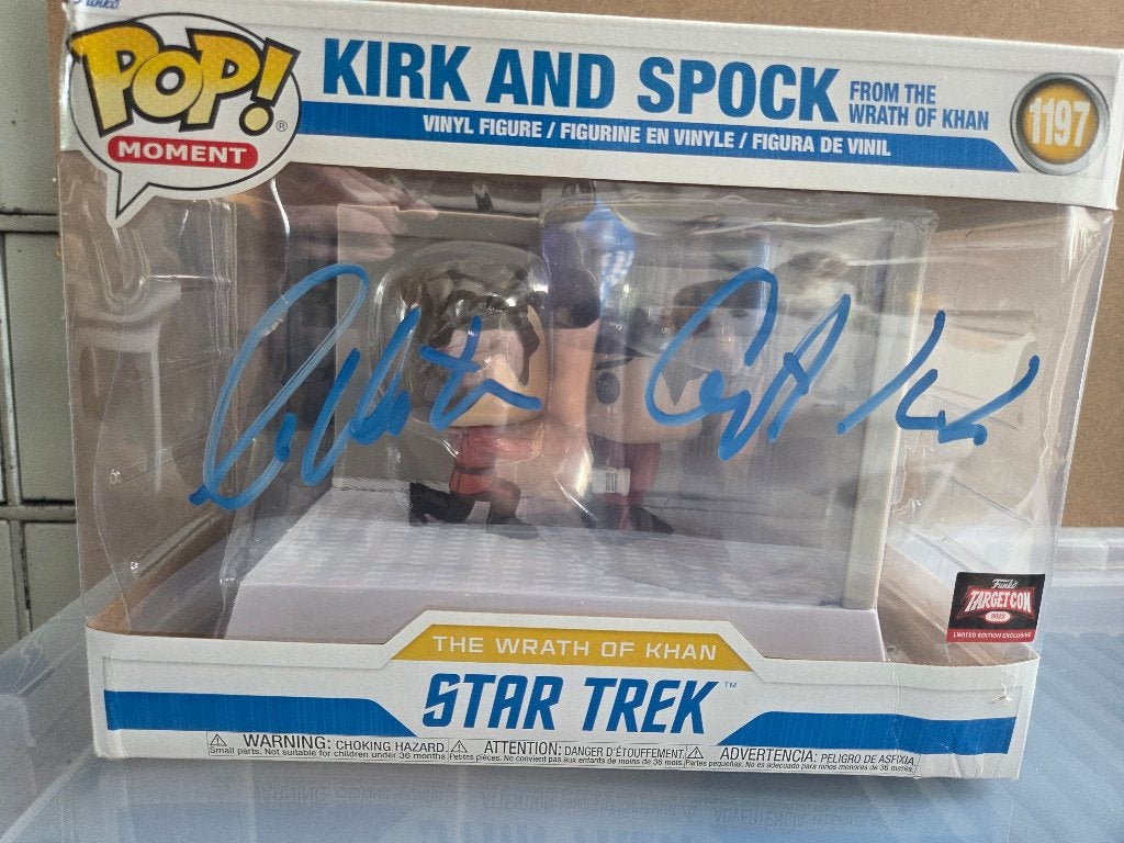 Funko pop Kirk and Spock gesigneerd, Collections, Enlèvement ou Envoi, Comme neuf, Film, Figurine ou Poupée