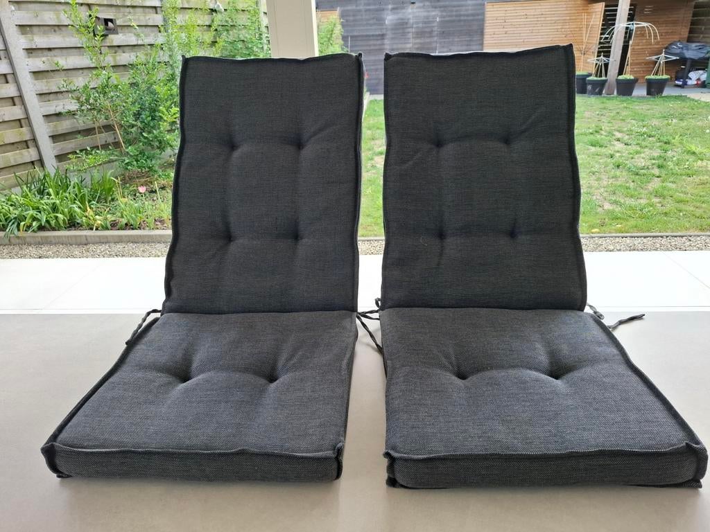 2 coussins pour chaises de jardin hautes, gris foncé, Enlèvement