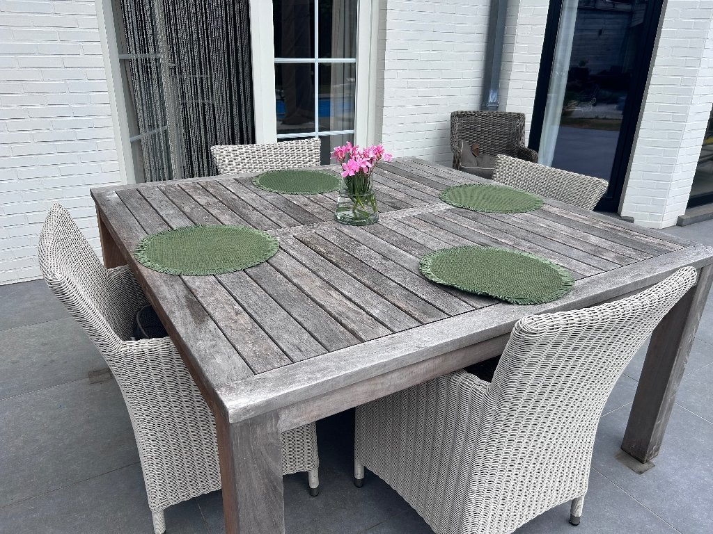Tuinset(s) teak /wicker, Ophalen, Gebruikt