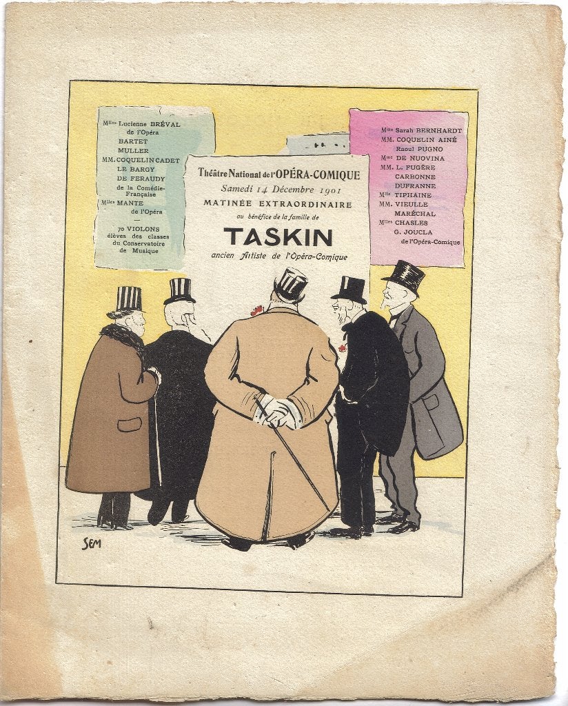Sem (Georges Goursat) litho "Taskin" programmaboekje, Dubbelzijdig, Ophalen, Personages en Fantasiefiguren, Lithografie