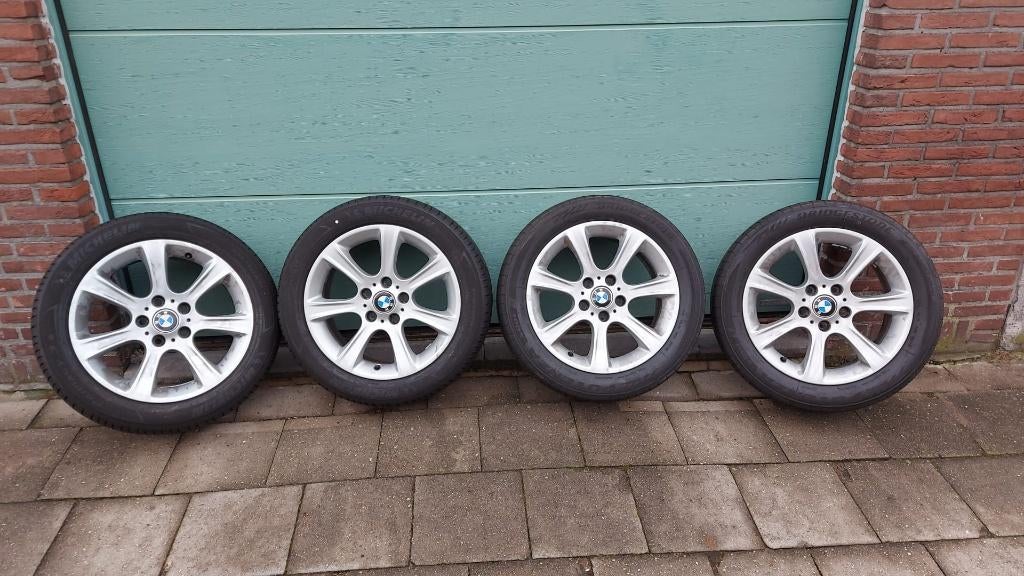 4 BMW velgen met zomerbanden + extra set zomerbanden, Ophalen, Gebruikt, Velg(en), 17 inch