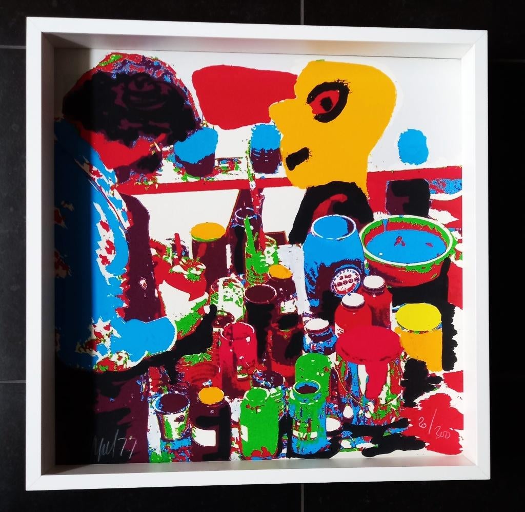 Karel Appel, 'Geel Hoofd' (mooi gelijst), Ophalen of Verzenden