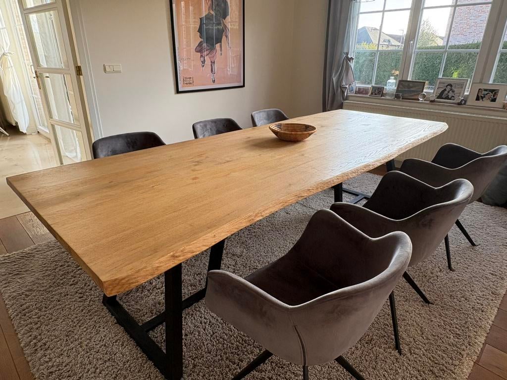 Table bois massif 280cm 10-12 pers industriel, Maison & Meubles, Tables | Tables de salon, Métal, 200 cm ou plus, Comme neuf, 100 à 150 cm