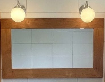 Spiegel met kader in teak, Moins de 100 cm, Comme neuf, Enlèvement, Rectangulaire