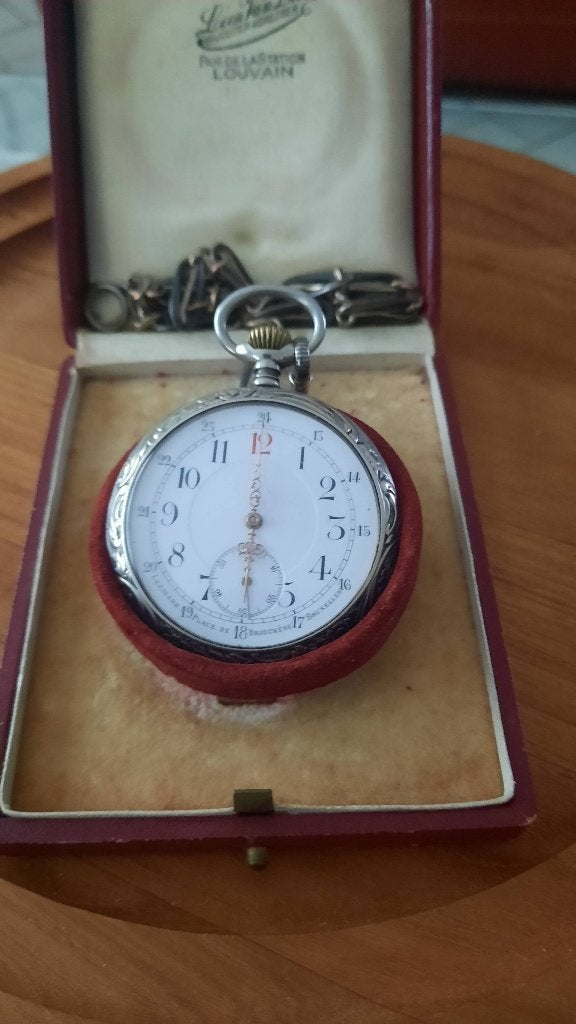 Zakhorloge Shooting Prize uit 1912., Ophalen of Verzenden, Zakhorloge, Met ketting, 1900 tot 1930