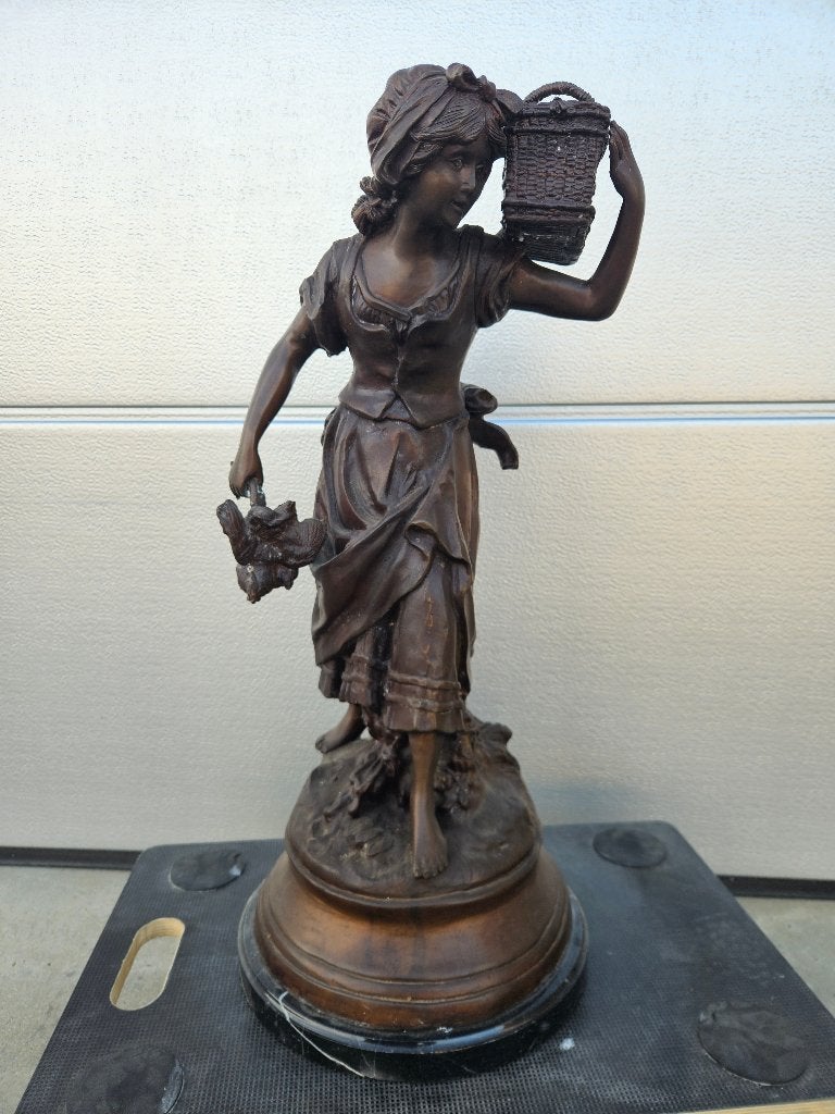 Brons van 63 hoog op marmer Moreau doe een bod :), Enlèvement, Bronze