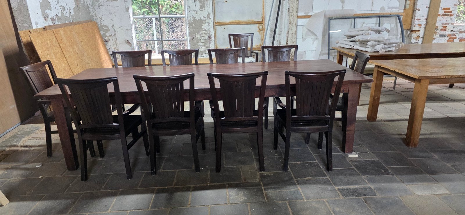 opruiming >>>>GROTE landelijke eettafel 3 meter + 10 stoelen, Huis en Inrichting, Ophalen, Gebruikt, 8 stoelen of meer