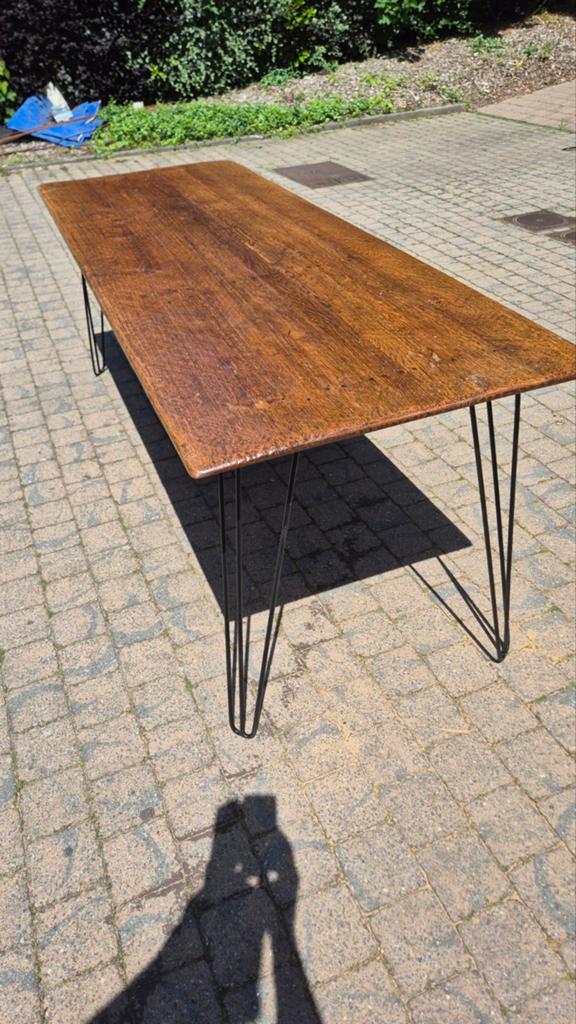 Table design vintage 220x80 cm, chêne massif, super élégante, Enlèvement