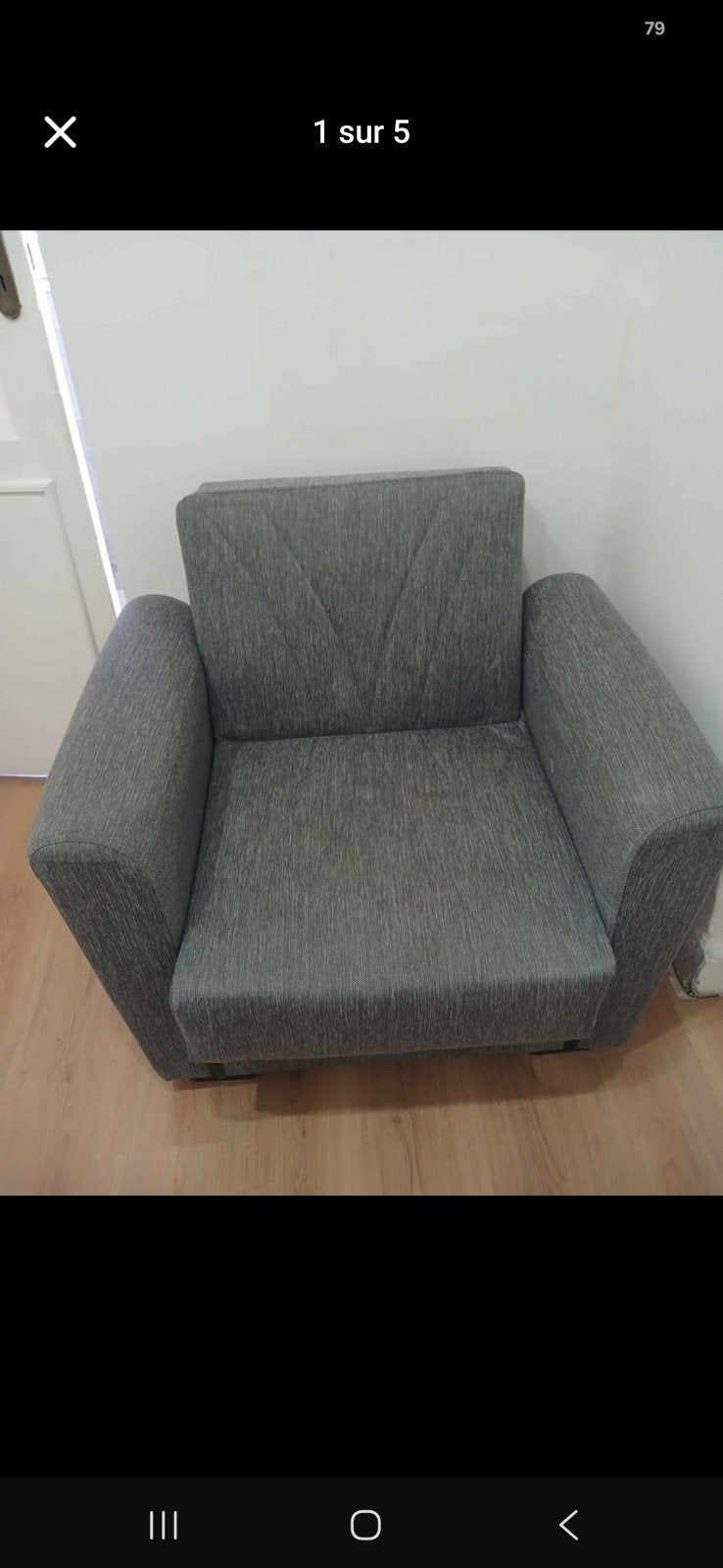 Fauteuil convertible 1 place, Maison & Meubles, Enlèvement, Gris