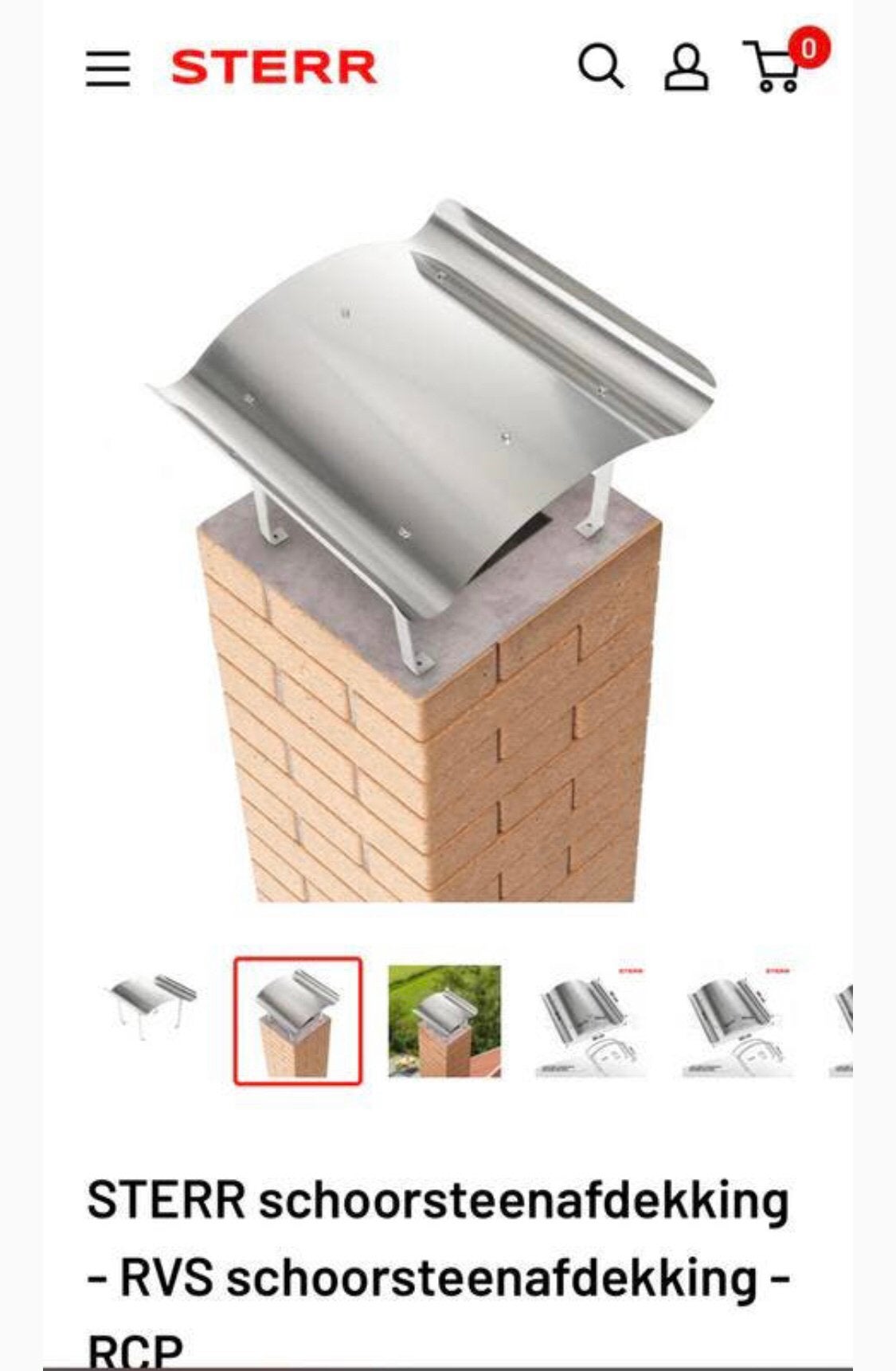 RVS/inox schoorsteenoverkapping 100x100, Ophalen, Nieuw, Inox