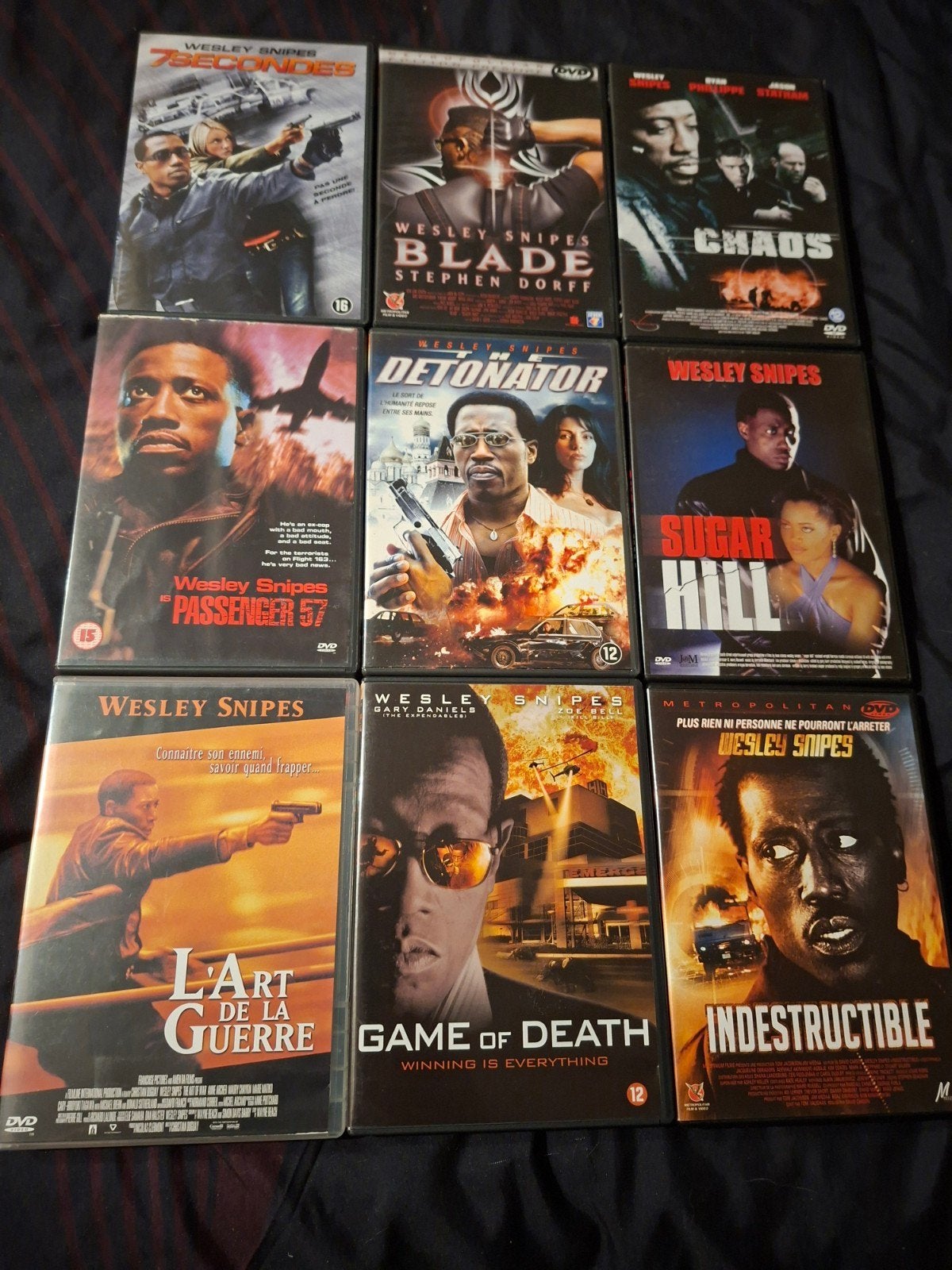 A vendre 9 dvd Wesley Snipes, Action, Enlèvement ou Envoi, Néerlandais, Comprend un boîtier