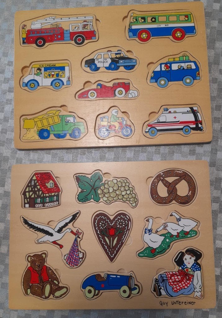 2 Houten Inleg puzzels., Ophalen of Verzenden, Zo goed als nieuw, Overige typen