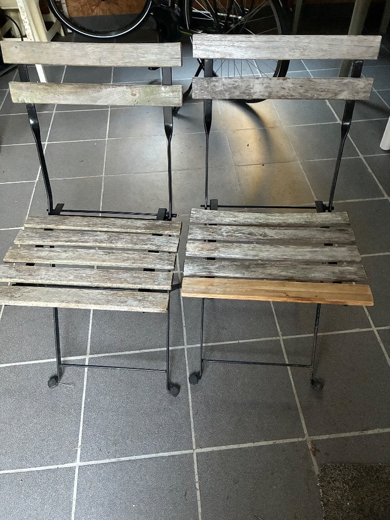 Bistro stoeltjes, Tuin en Terras, Tuinstoelen, Ophalen, Gebruikt, Hout