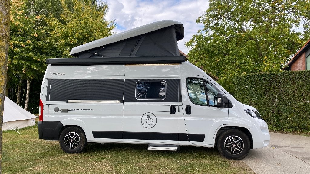 Hymer camper, Chemisch toilet, Buscamper of Camperbus, Fiat, Treinzit