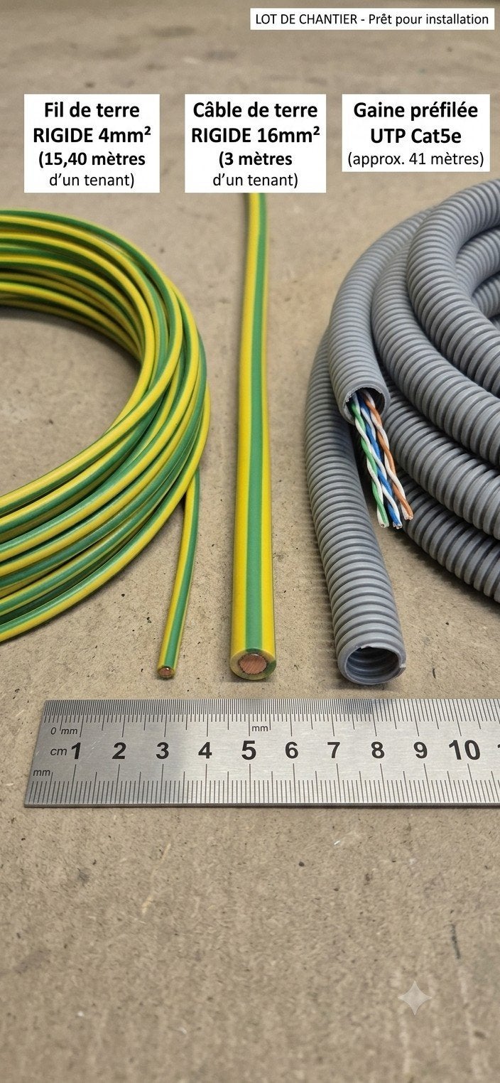 Lot de câbles électriques Gaine  RJ45 Cat5e + terre, Bricolage & Construction, Enlèvement, Tableau électrique