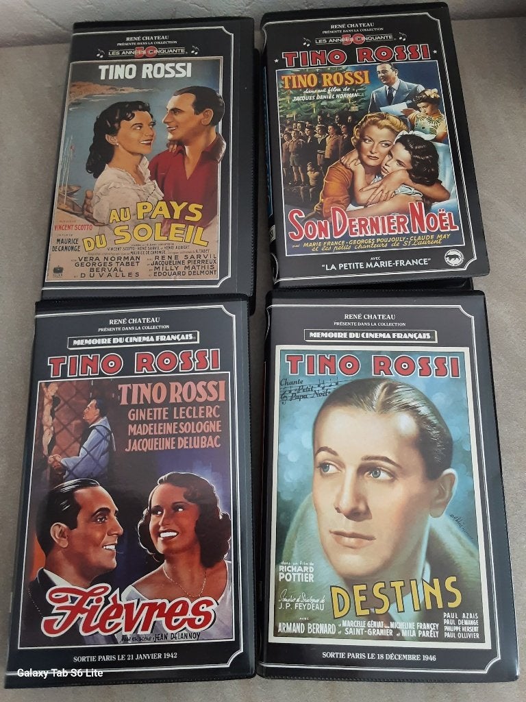 lot de 4 cassettes VHS film Tino Rossi de René Chateau vidéo, Envoi, Utilisé, Français, VHS