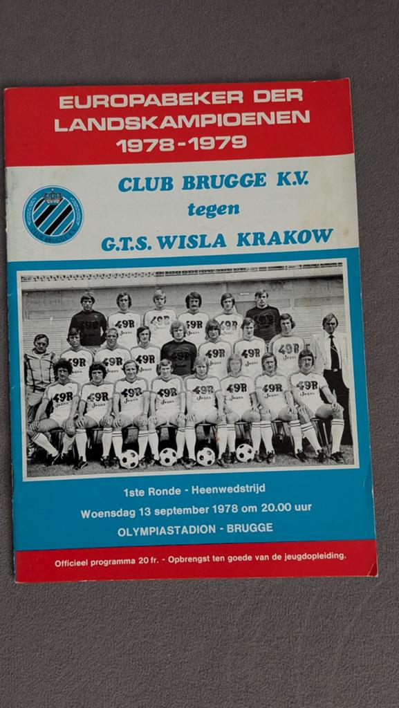 Programmaboekje Club Brugge - G.T.S. Wisla Krakow 13/09/1978, Verzamelen, Ophalen of Verzenden, Gebruikt, Boek of Tijdschrift