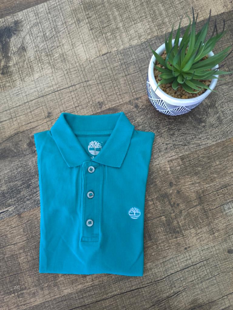 Polo Timberland turquoise en parfait état, Garçon, Timberland, Enlèvement ou Envoi, Chemise ou À manches longues