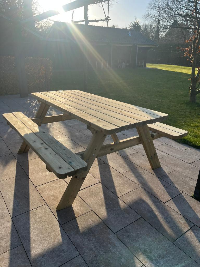 Nieuwe sterke picknicktafels, Tuin en Terras, Picknicktafels, Nieuw, Ophalen of Verzenden, Inklapbaar, Rechthoekig