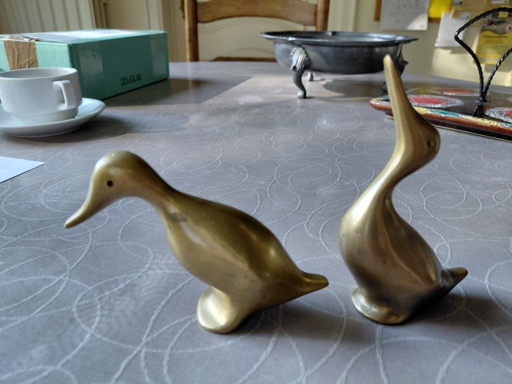 Ensemble vintage de 2 canards en laiton, Enlèvement ou Envoi