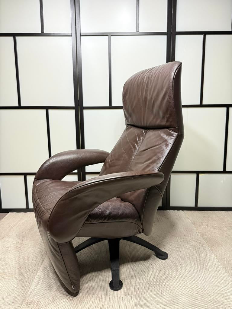 JORI donker bruine relax fauteuil - super comfortabel, Huis en Inrichting, Ophalen, Gebruikt, 75 tot 100 cm, Leer