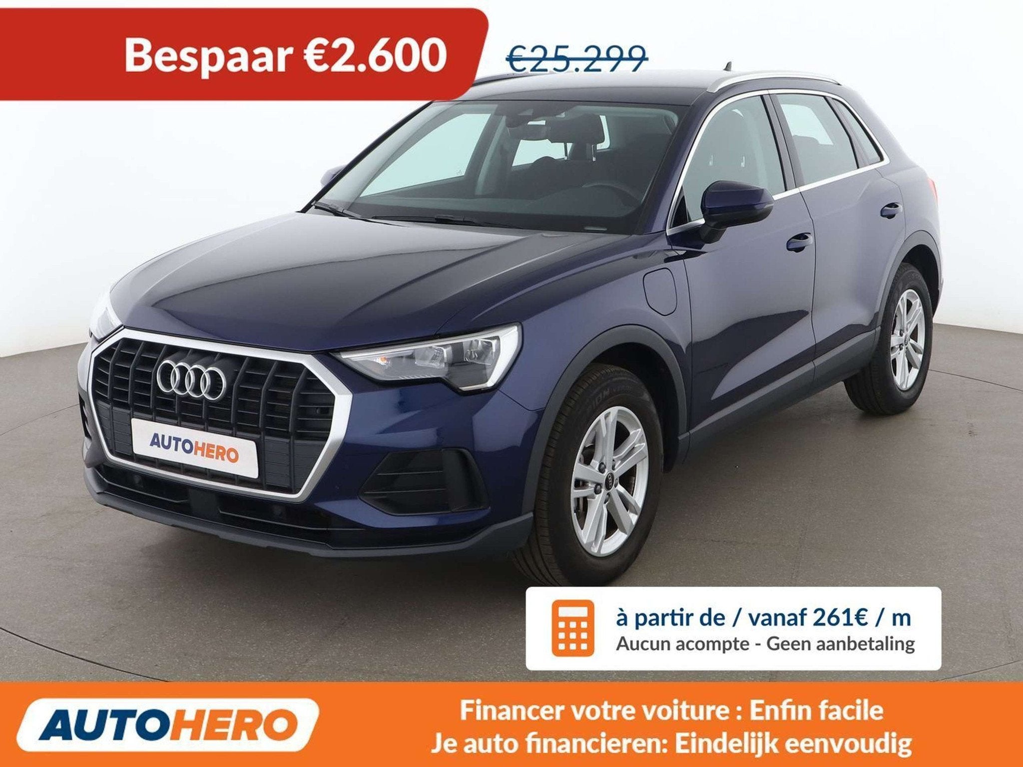 Audi Q3 45 TFSIe (bj 2021, automaat), Auto's, 245 pk, Stof, Blauw, 1395 cc