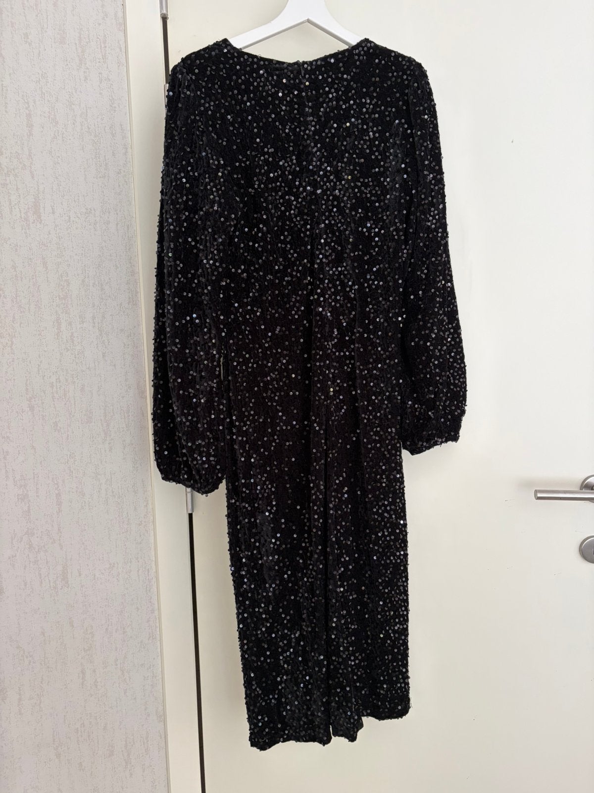 Jurk met pailletten, Ophalen, Zwart, Maat 46/48 (XL) of groter, Zo goed als nieuw
