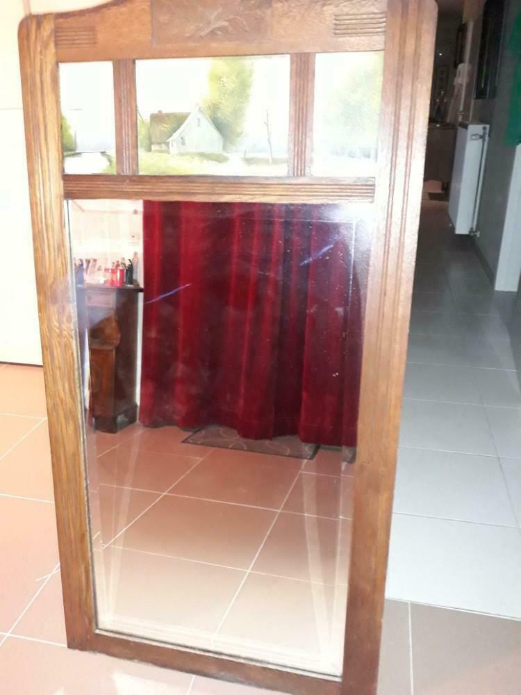 Zeer mooie zware spiegel met 3 schilderijtjes bovenaan., Enlèvement, Comme neuf