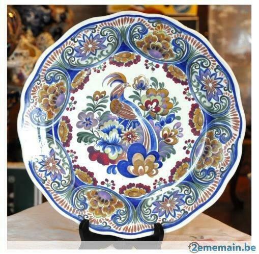 grand plat boch decor au paon