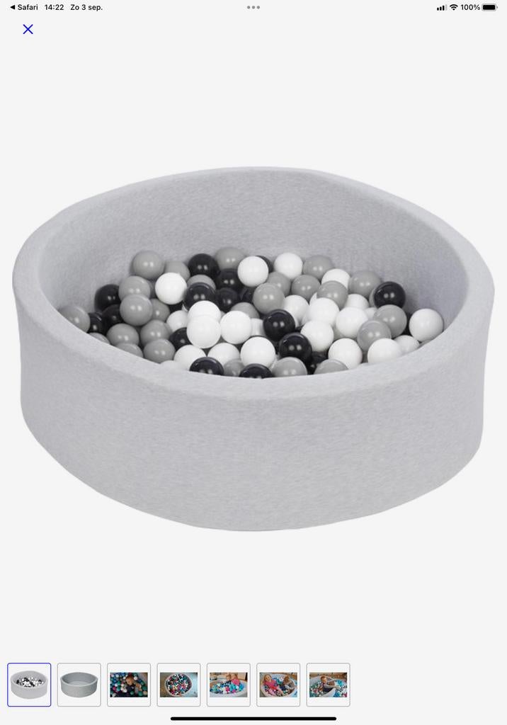 Ronde Ballenbak met 350 ballen, 90x30cm, licht grijs, Kinderen en Baby's, Speelgoed | Babyspeelgoed, Ophalen of Verzenden, Zo goed als nieuw
