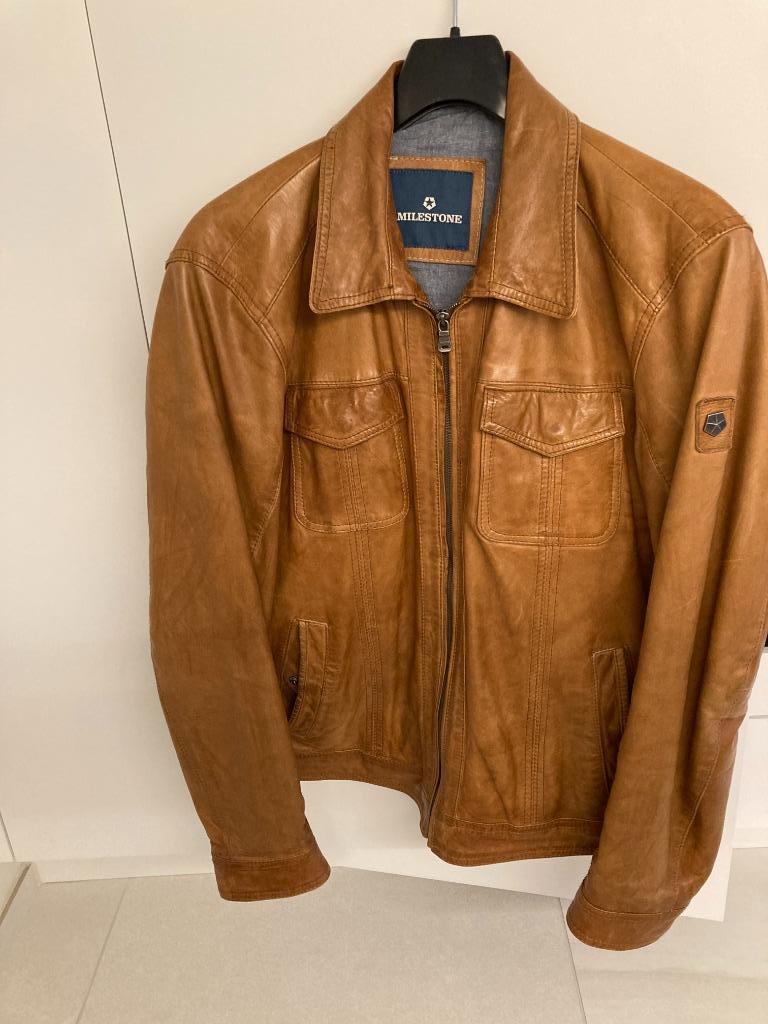 Leren jas heren, Vêtements | Hommes, Milestone, Brun, Enlèvement, Porté