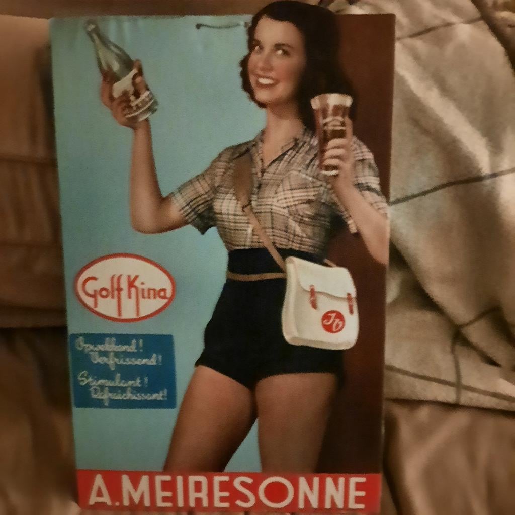Meiresonne karton ( 34 x 54 ) van Golf Kina limonade ., Verzamelen, Biermerken, Ophalen of Verzenden, Zo goed als nieuw