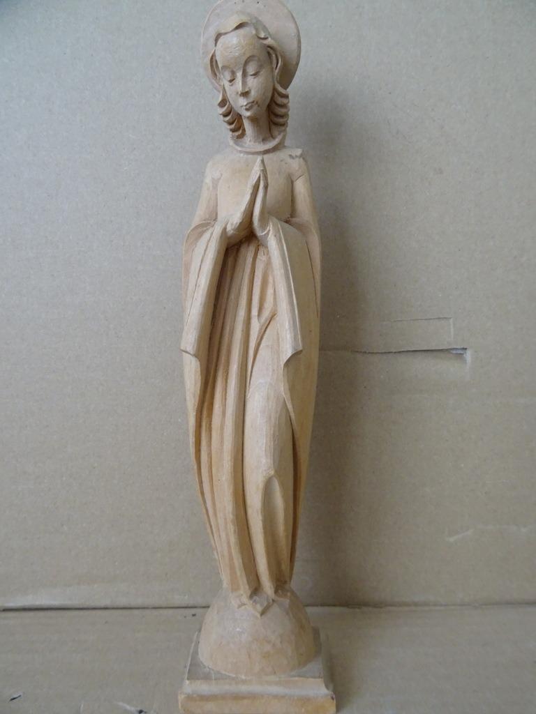 Statue de Marie en bois 26cm sculpture sur bois vintage 1970, Enlèvement ou Envoi, Comme neuf, Image, Christianisme | Catholique