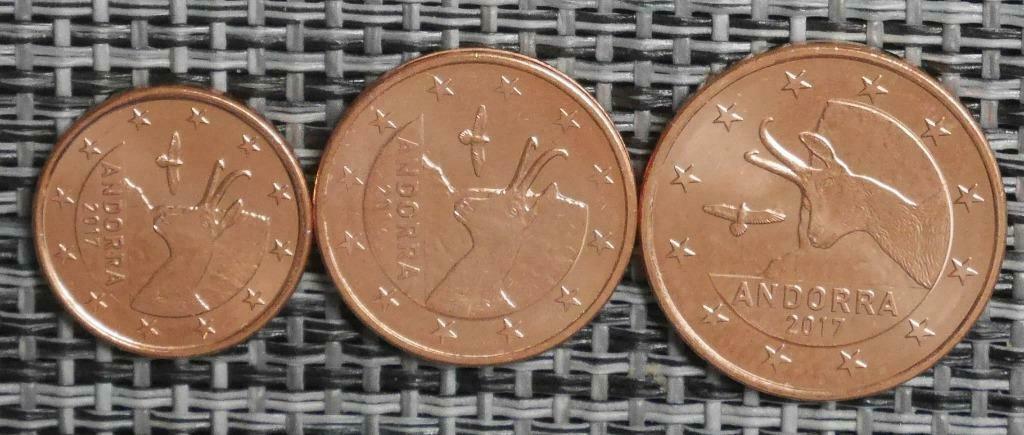 Andorra Kavel 1c. 2c. 5c 2017 UNC, Ophalen of Verzenden, Overige landen, 1 cent, Setje