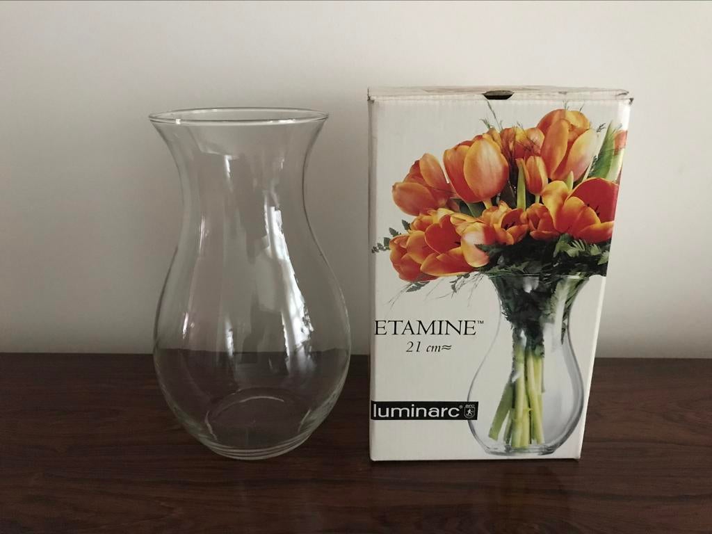 Luminarc etamine glazen bloemen tulpen vaas  21 cm h, Ophalen of Verzenden, Zo goed als nieuw, Glas