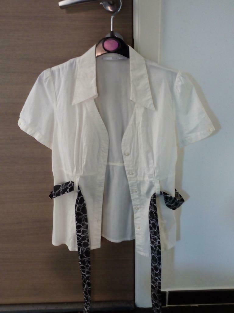 (µ) Chemisier blanc avec ceinture Xanaka T36-38, Enlèvement, Porté, Blanc