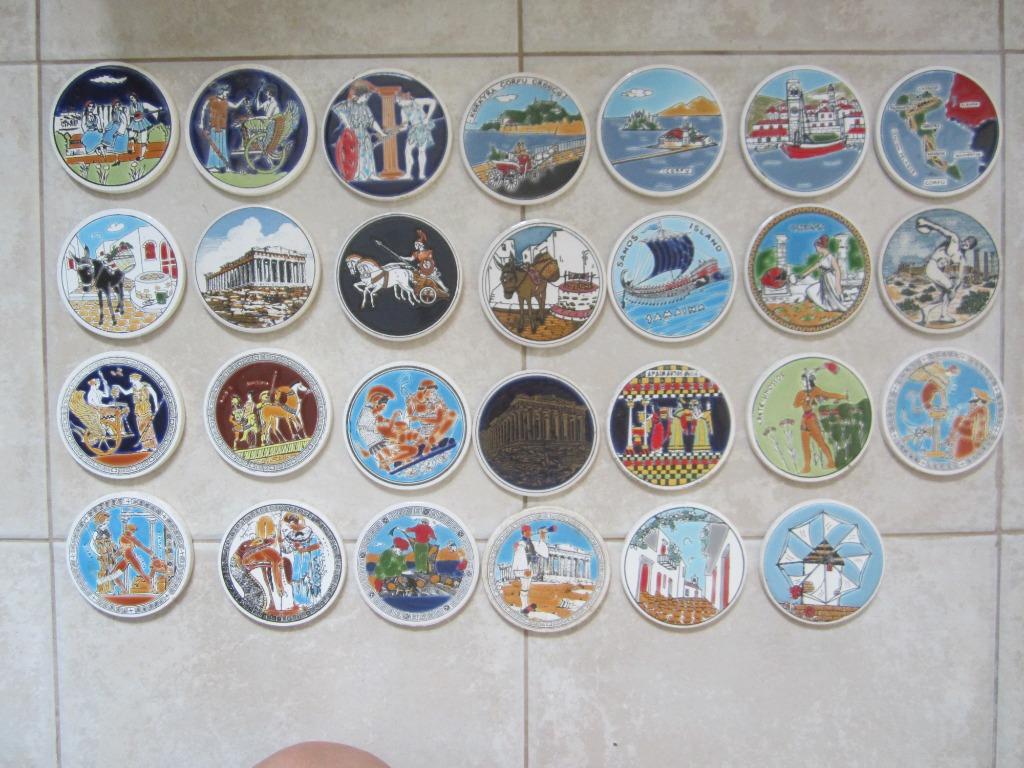 48 souvenir tegeltjes Griekse eilanden, Huis en Inrichting, Ophalen of Verzenden, Gebruikt