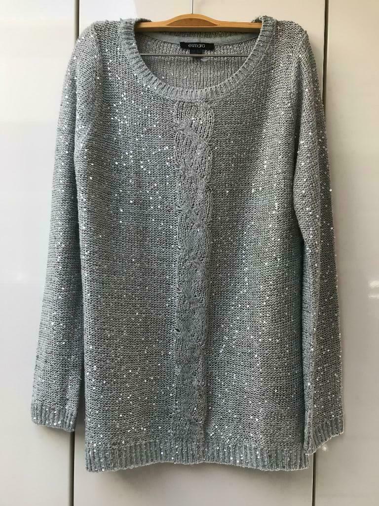 Grijze pailletten trui Esmara - Maat 38, Kleding | Dames, Maat 38/40 (M), Zo goed als nieuw, Grijs, Esmara