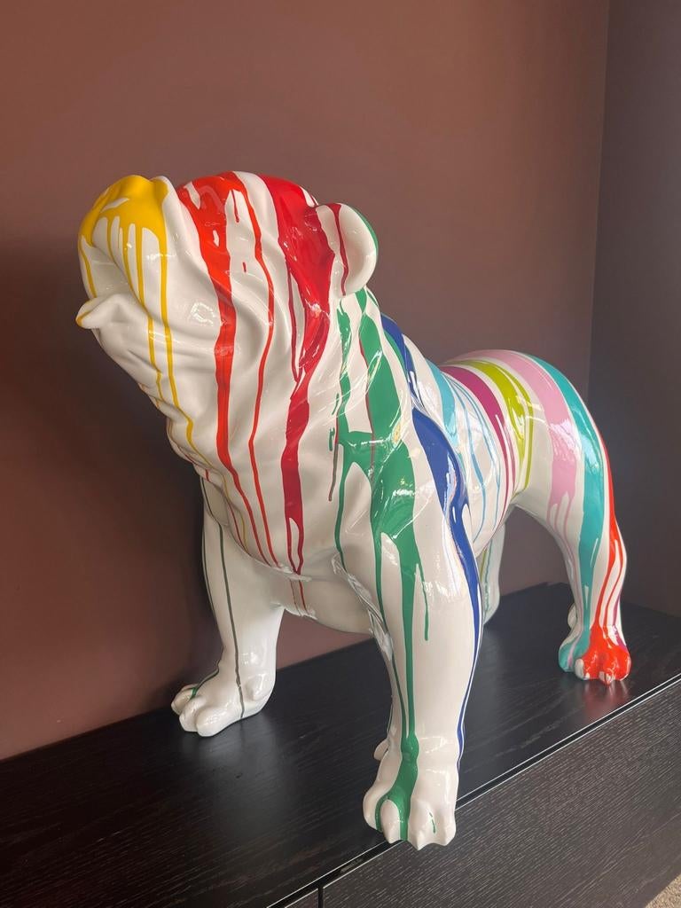 Hooglans beeld bulldog wit, drip, Ophalen