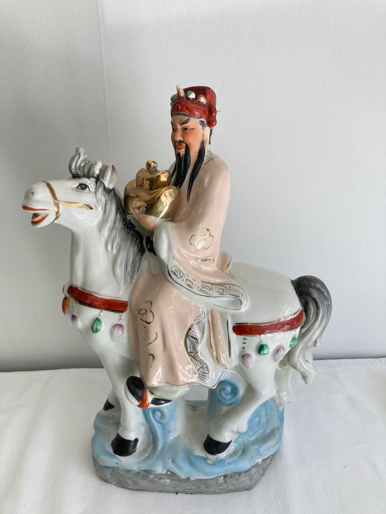Vintage handbeschilderd keramiek Chinese God Yuan Bao, Ophalen of Verzenden
