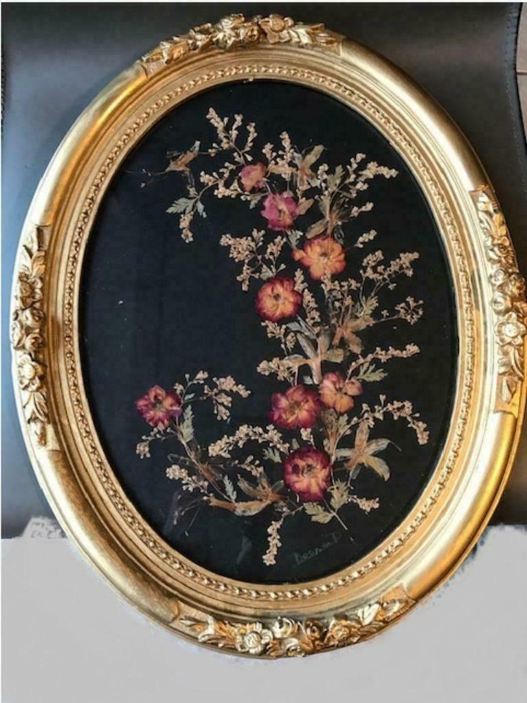 Kader met gedroogde bloemen., Ophalen of Verzenden
