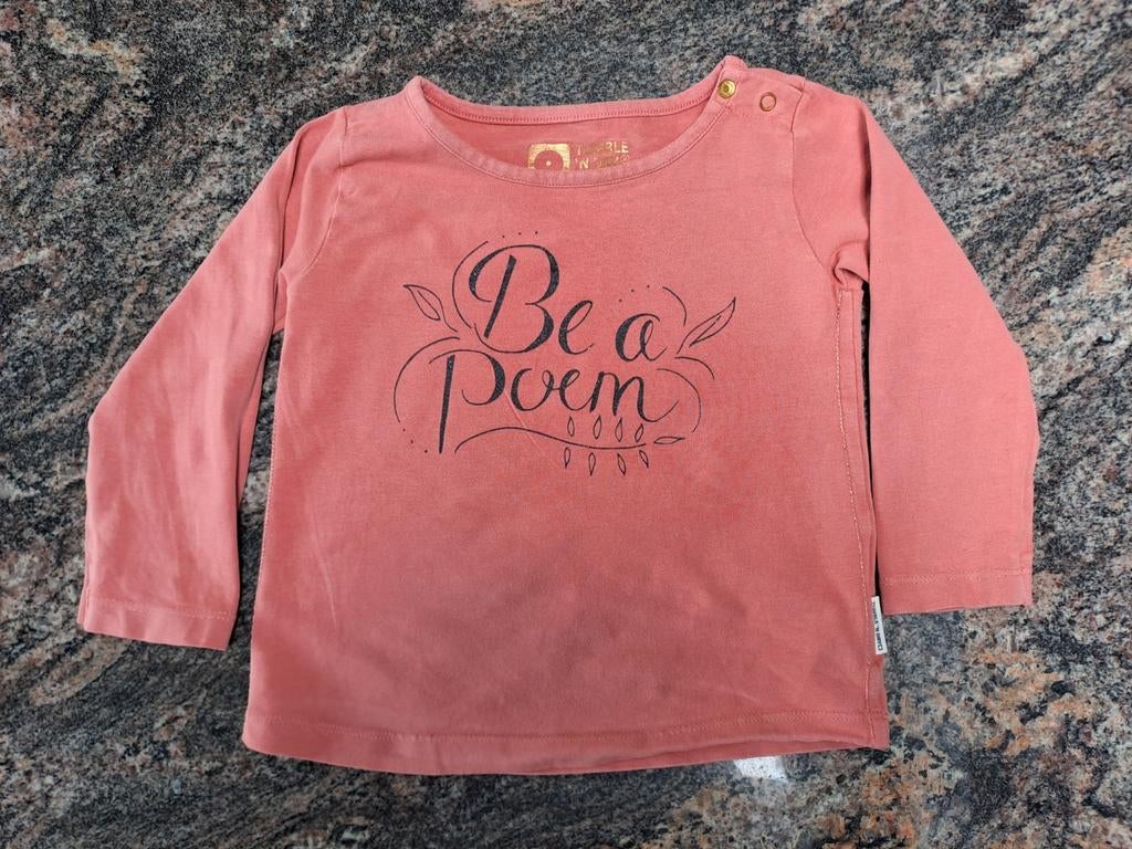 Mt 80 Zalmroze T-shirt lange mouwen 'be a poem', Tumble 'n Dry, Meisje, Ophalen of Verzenden, Zo goed als nieuw