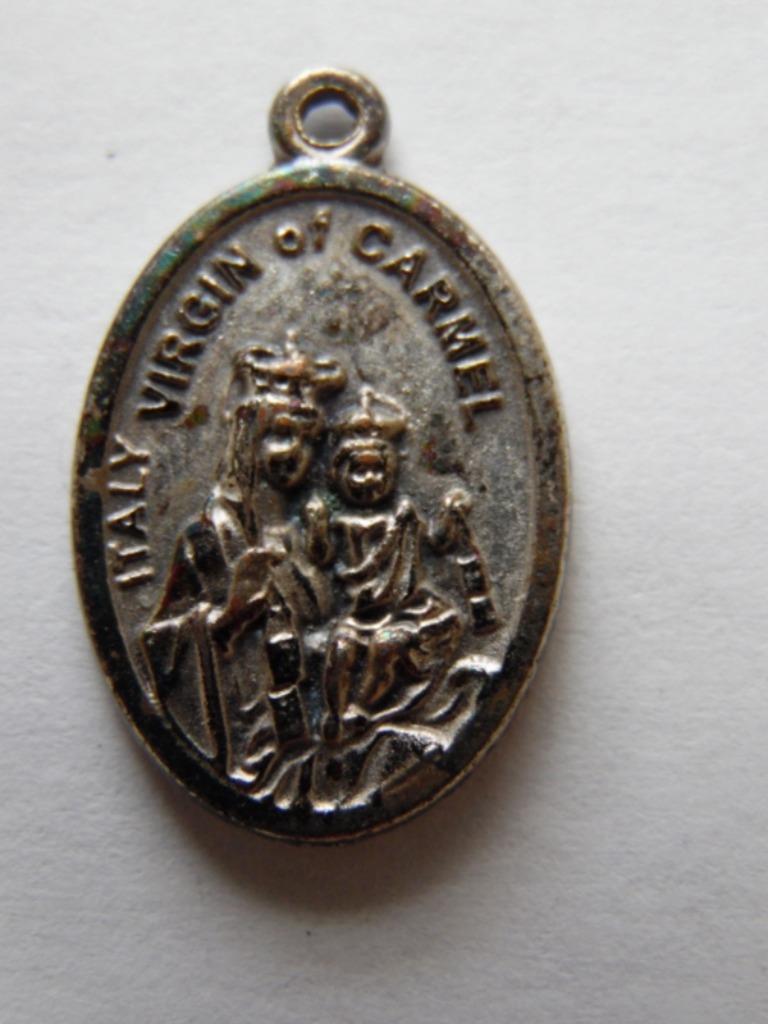 M49* Oud Scapulier Medaillon * Virgin of Carmel, Verzamelen, Religie, Christendom | Katholiek, Sieraad, Ophalen of Verzenden