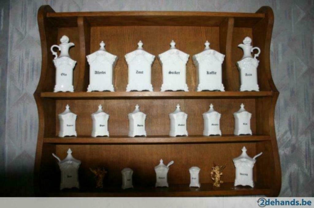 Eiken wandrek met kruidenpotten, Antiek en Kunst, Ophalen