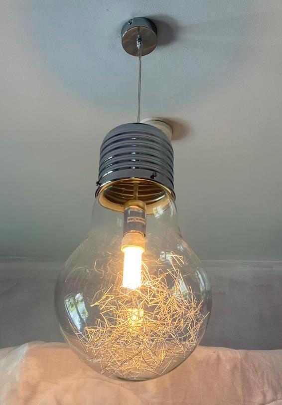Lampe-lustre en forme d’ampoule, Enlèvement, Utilisé, Verre