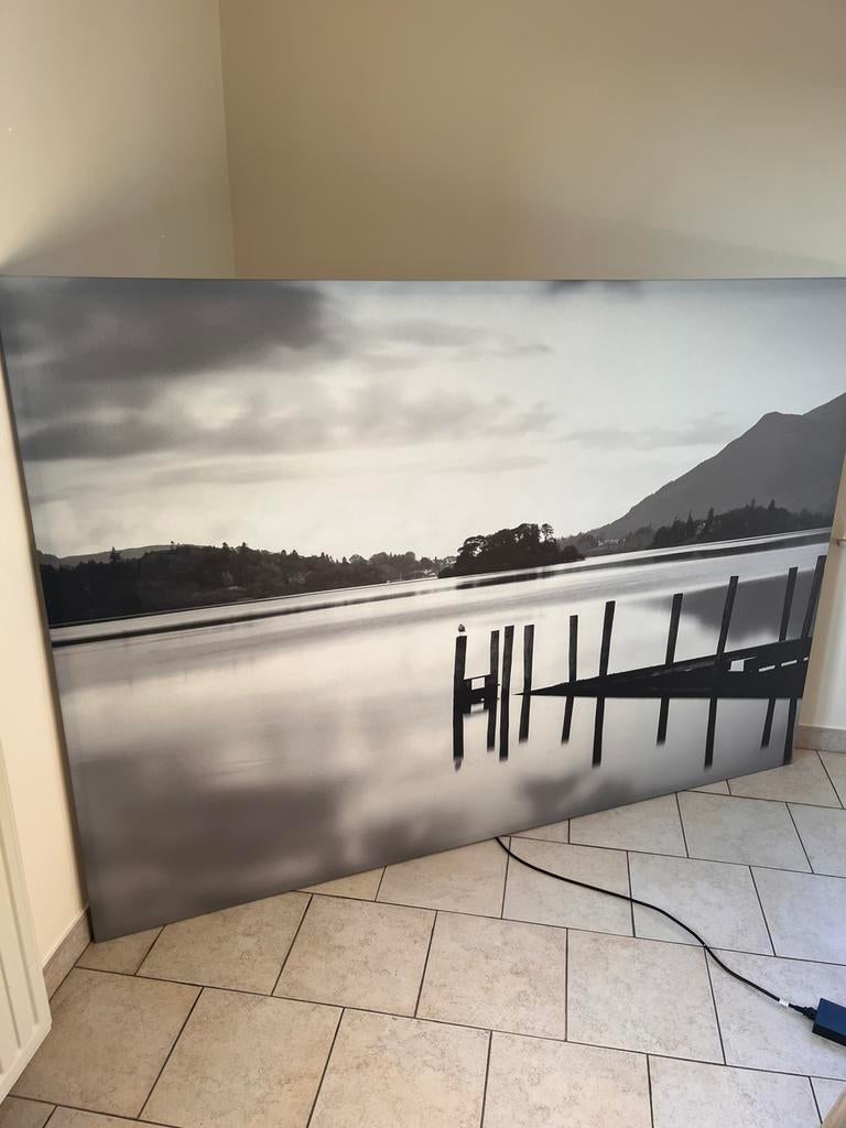 Tableau 200x140 en nuances de gris, Ophalen, Gebruikt, 125 cm of meer, Print